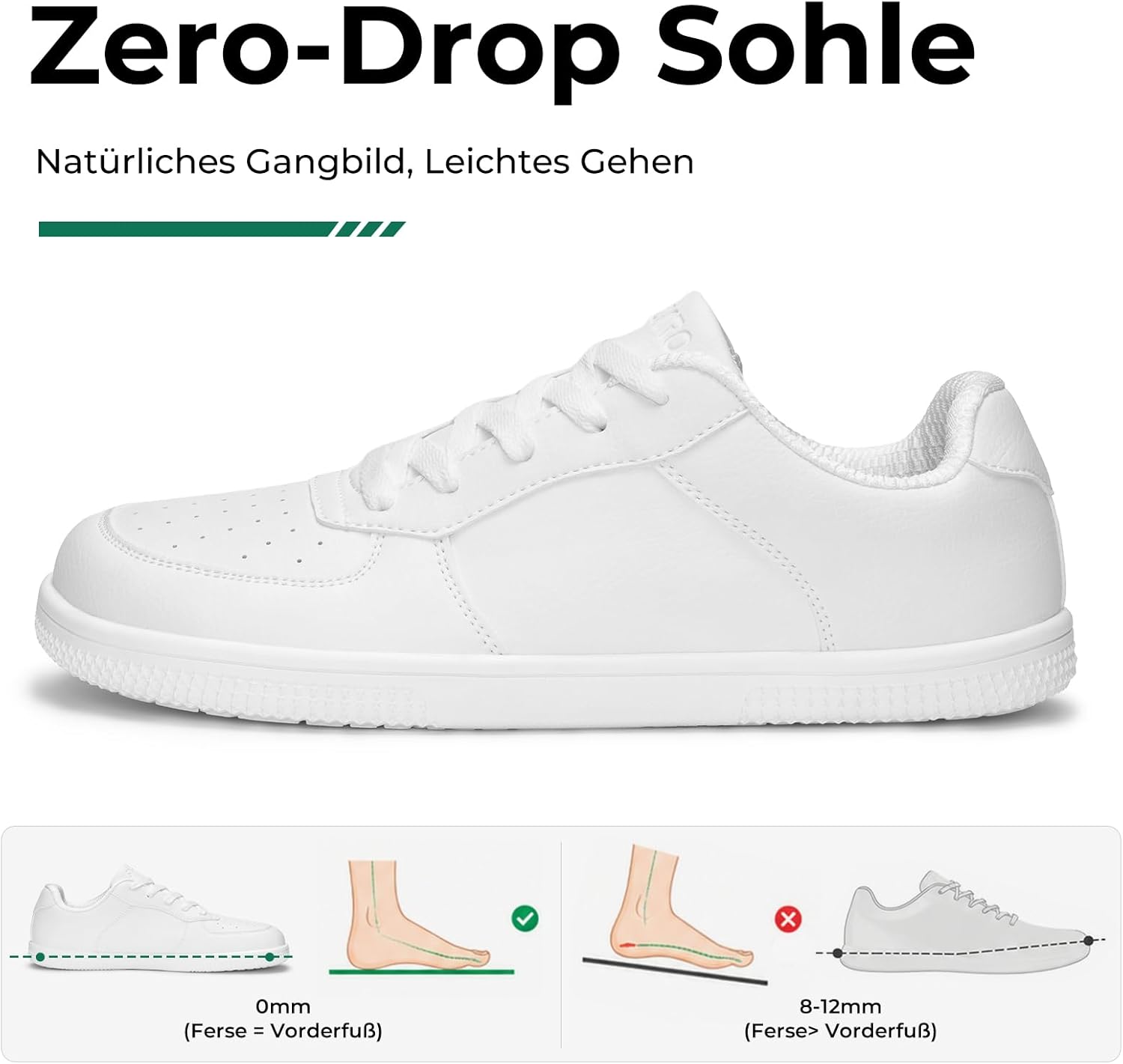 Detalle de SAGUARO Unisex Barfußschuhe: Bequeme Zero-Drop Sneaker mit breiter Zehenbox (Gr. 36–46)