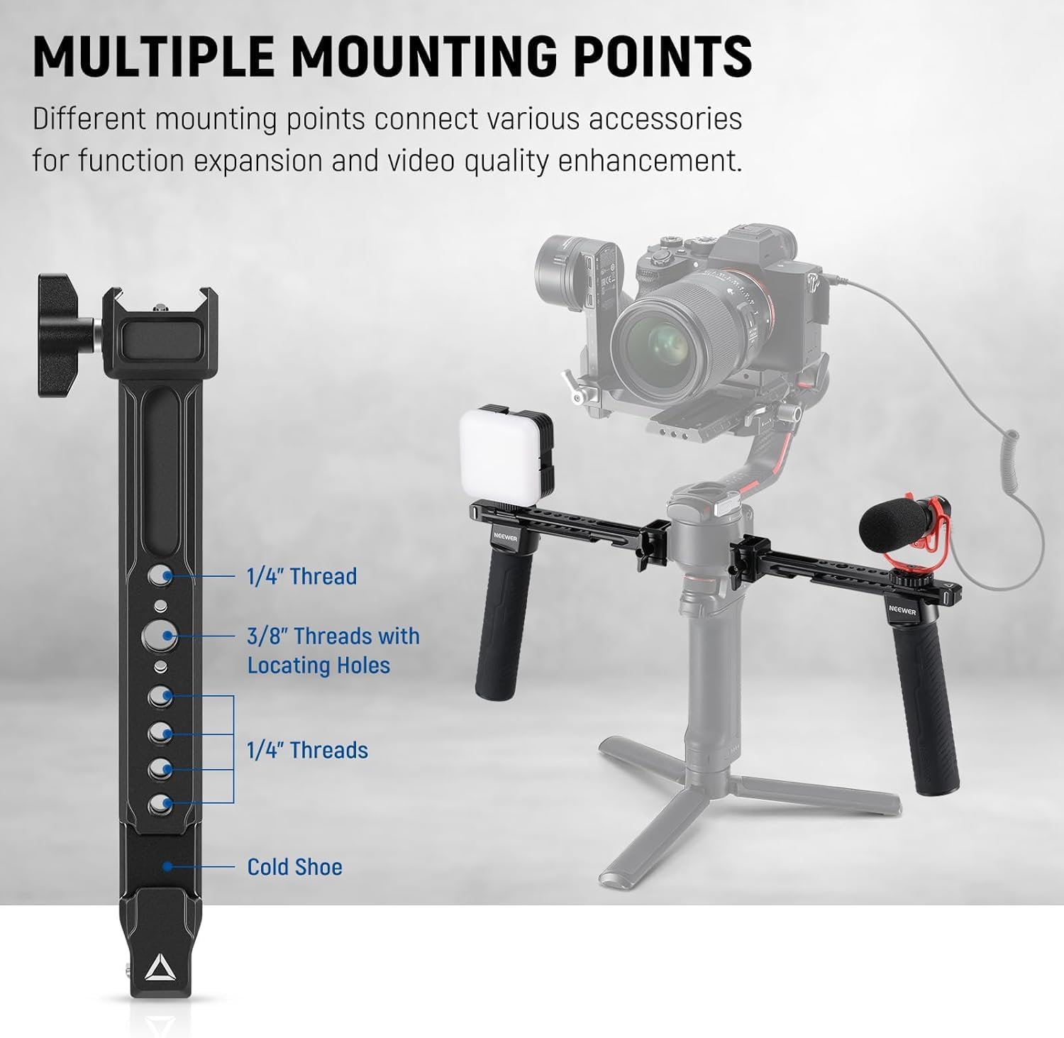 Thumbnail 4 de NEEWER GA006 – double poignée NATO compatible DJI Ronin (RS4/RS4 Pro/RS3/RS3 Pro/RS2/RSC2, etc.)