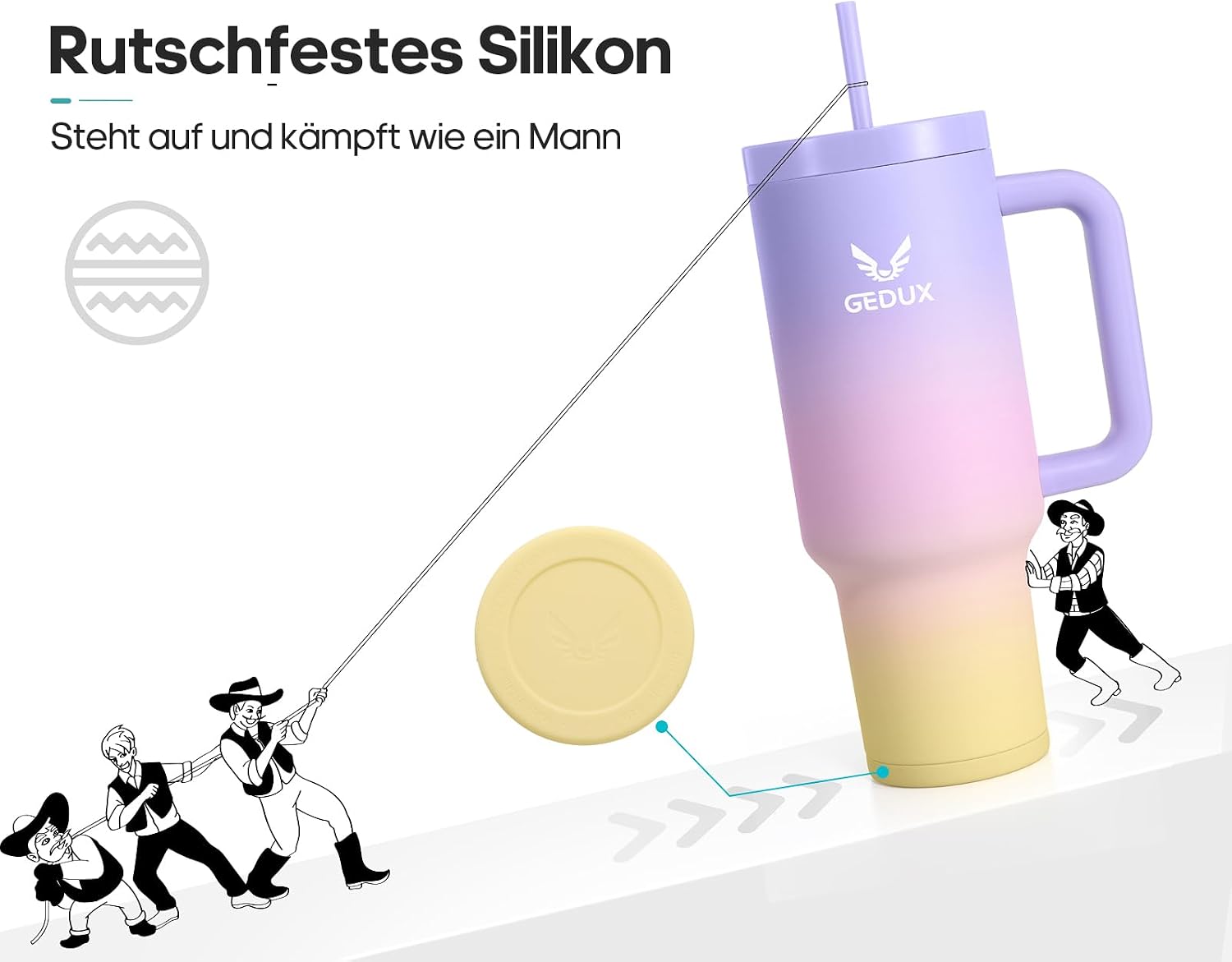 Thumbnail 5 de Gedux Trinkflasche mit Strohhalm 1,2 l – Thermobecher mit Henkel, doppelwandiger Vakuumisolierung und auslaufsicherem Deckel