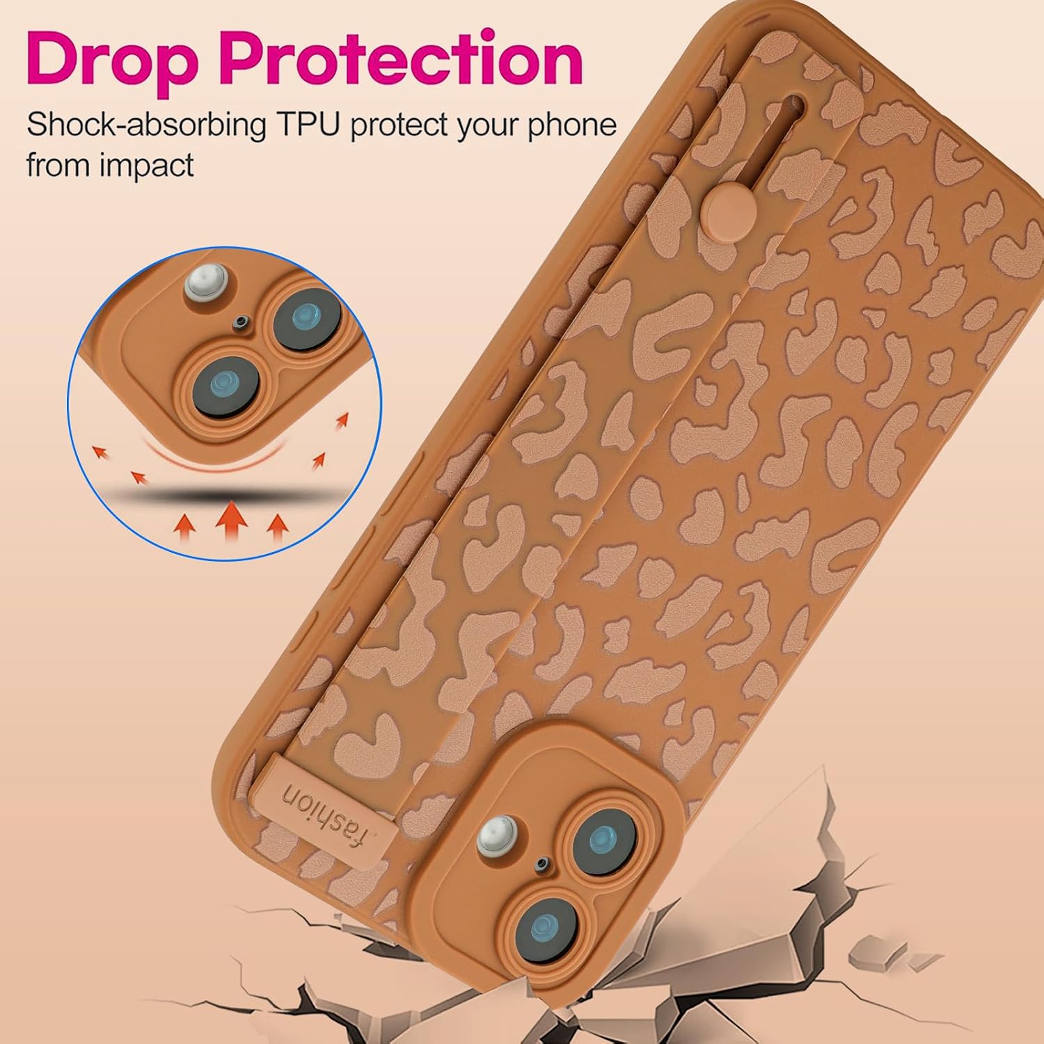 Detalle 2 de OOK 64TSY-coffeeleopard-wristi16plus iPhone 16 Plus Case, Brown Leopard