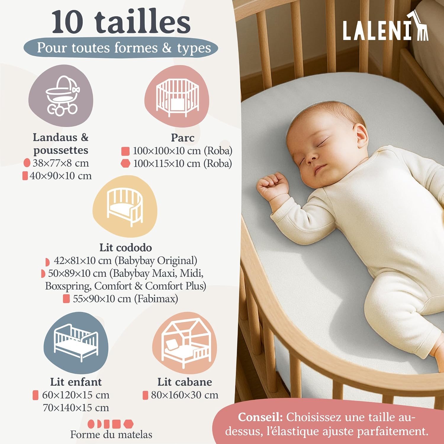 Detalle 2 de Laleni Basic Drap Housse Bébé 55x90 cm