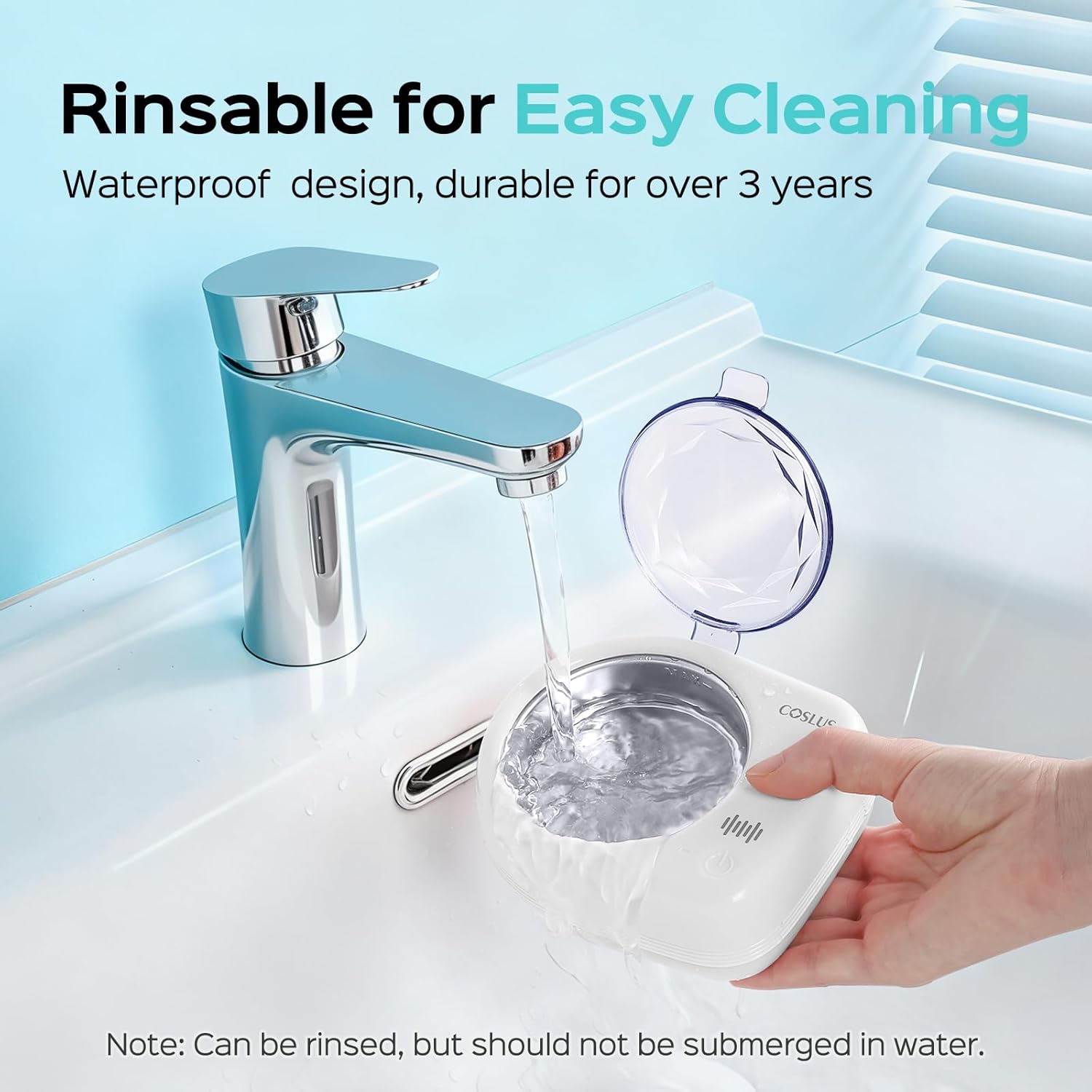 Thumbnail 4 de COSLUS C50 Portable Ultrasonic Retainer Cleaner (50kHz) with cordless wireless charging