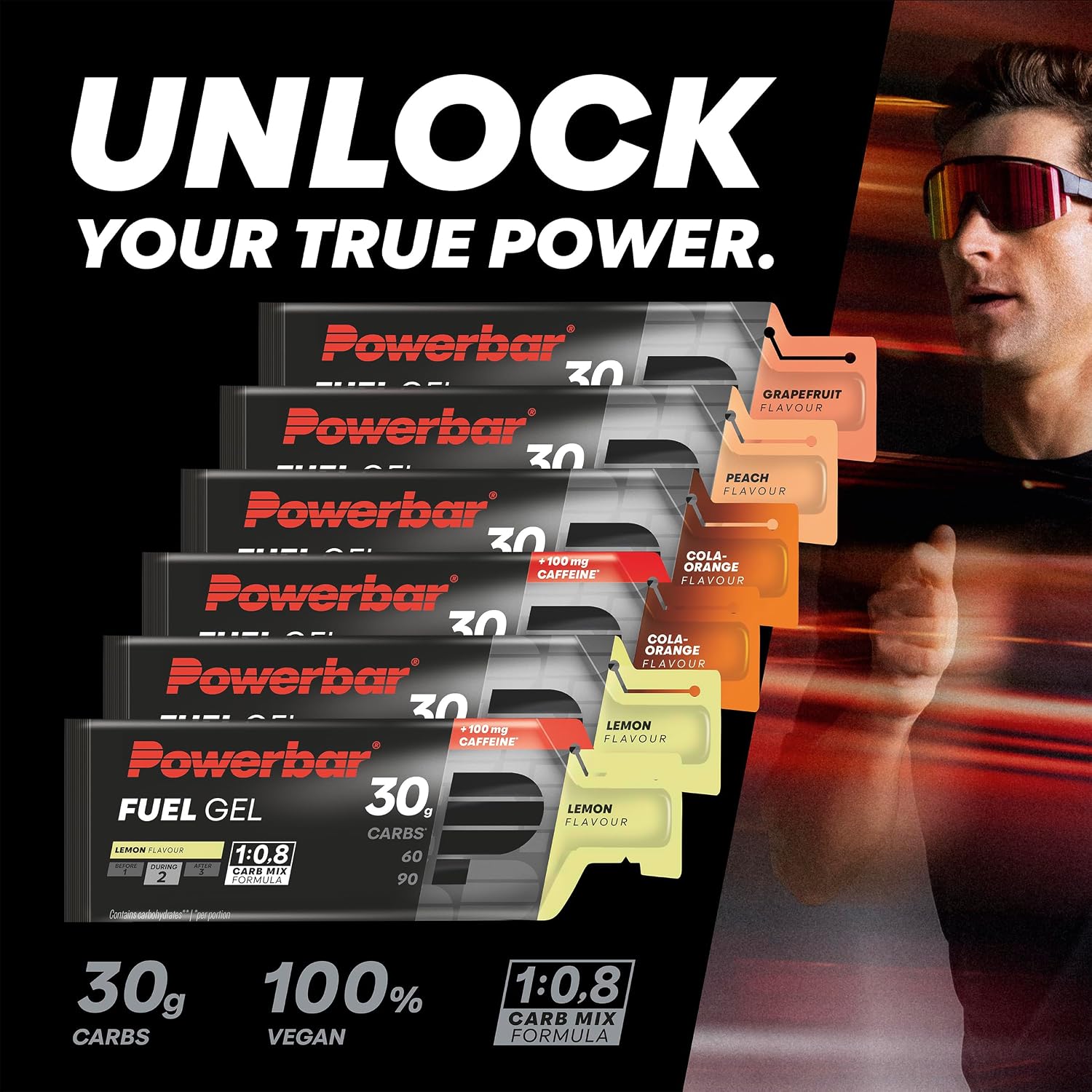 Detalle de Powerbar Black Line Fuel 30 Gel Lemon – koffeinfreies Kohlenhydratgel, 12x50ml
