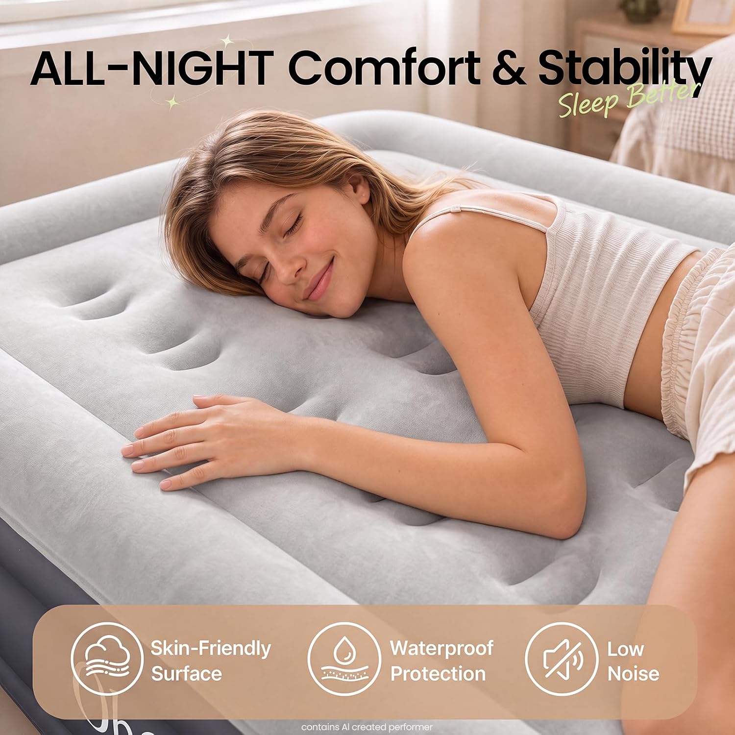 Detalle 2 de OlarHike AMH3 Twin Air Mattress, 20-Inch Comfort Height, Built-In Pump