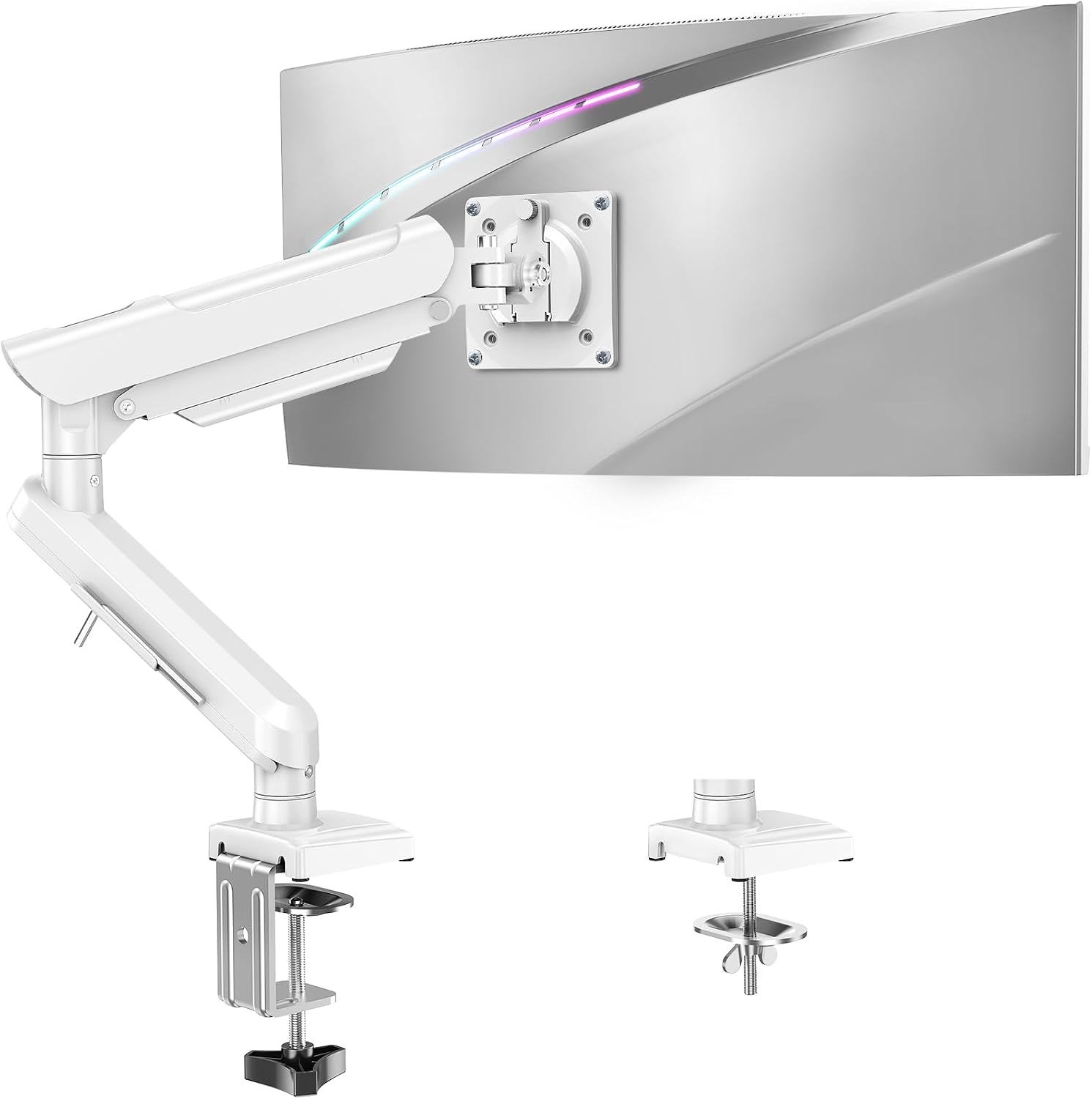 Detalle de ELIVED Freelift Pro Single Arm Monitor Desk Mount (VESA 75/100, 13–32 inch, 2–9kg) in white