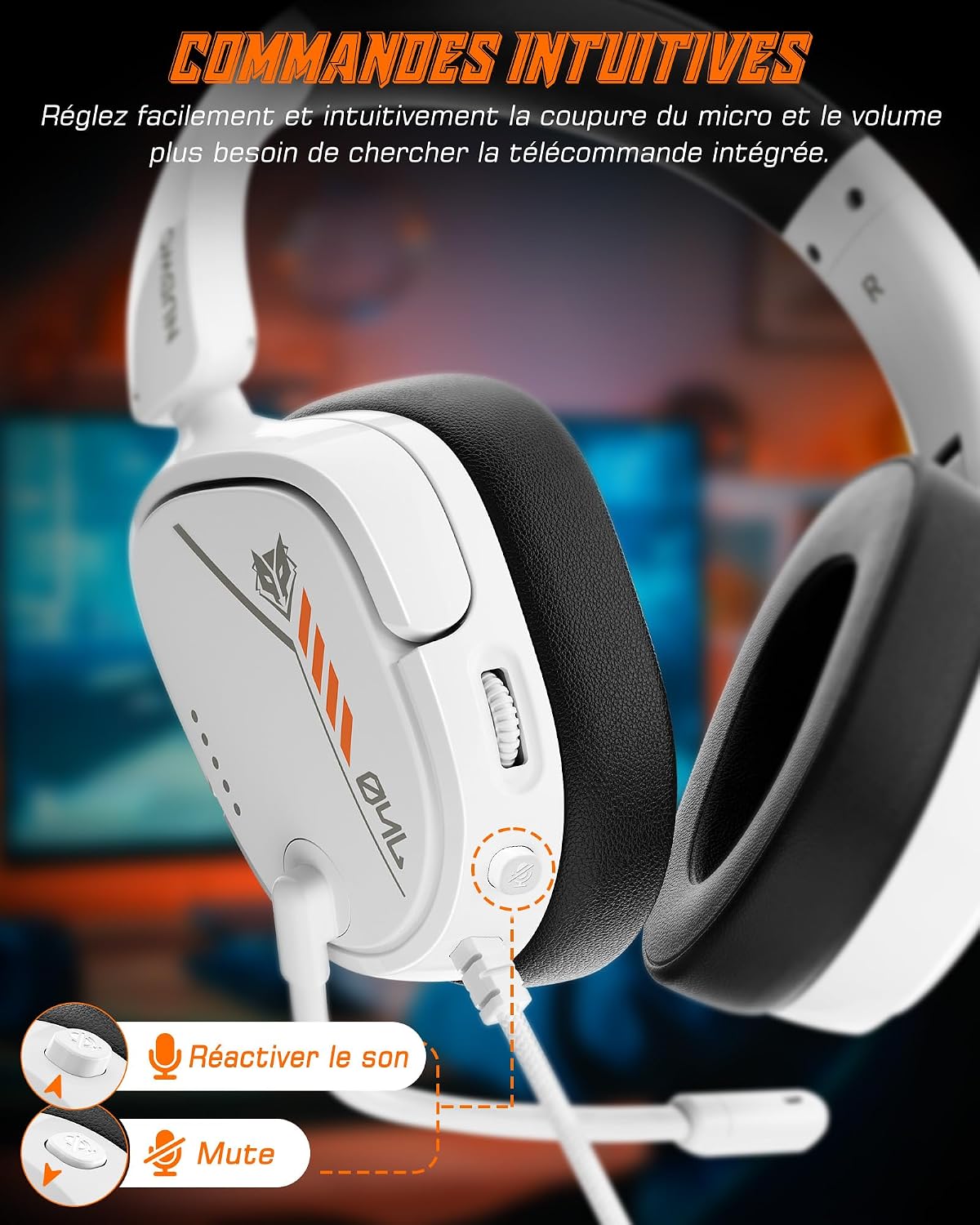 Thumbnail 3 de NUBWO Casque de jeu PS5 avec micro jack 3,5 mm