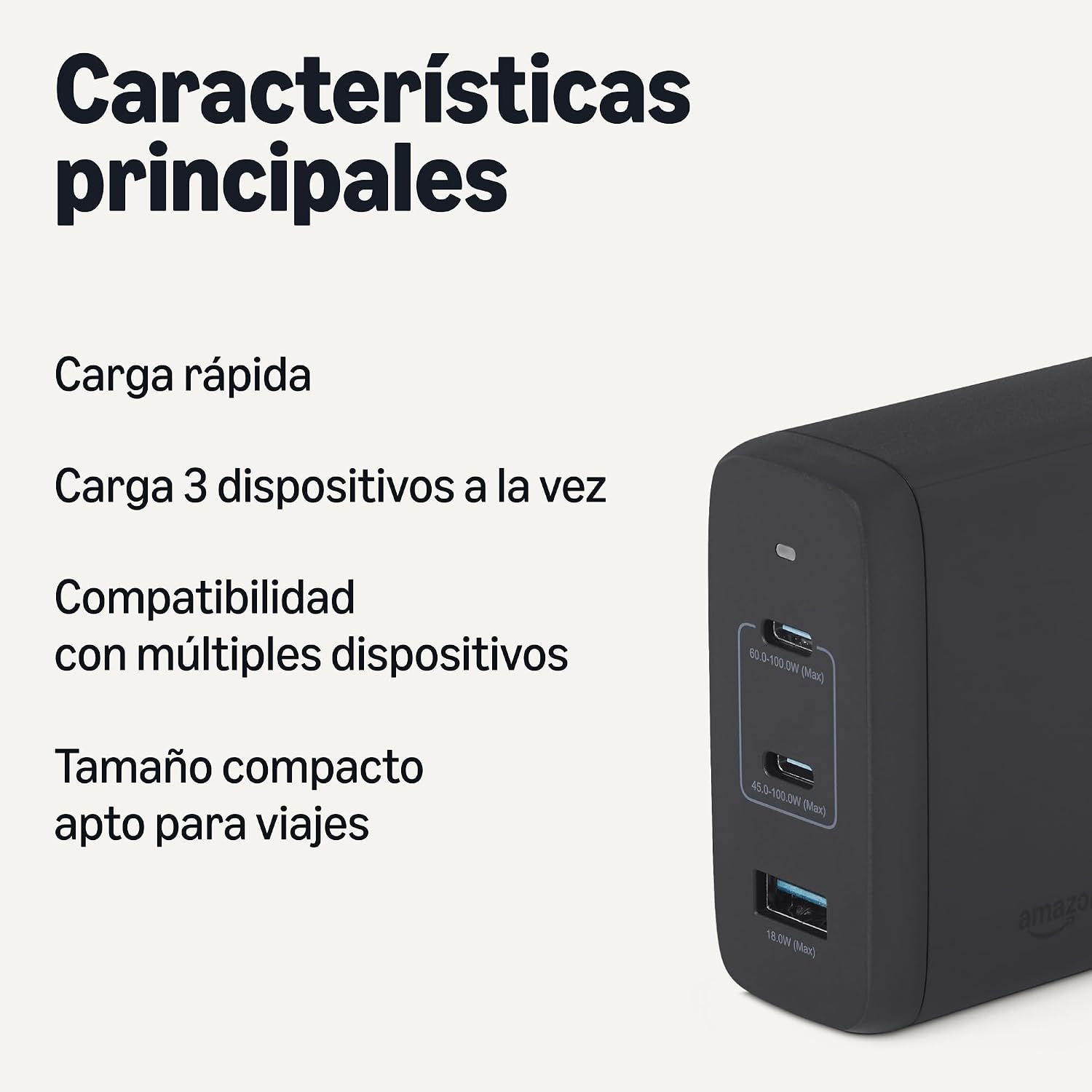 Detalle 2 de Amazon Basics Cargador USB-C Nano GaN 120W