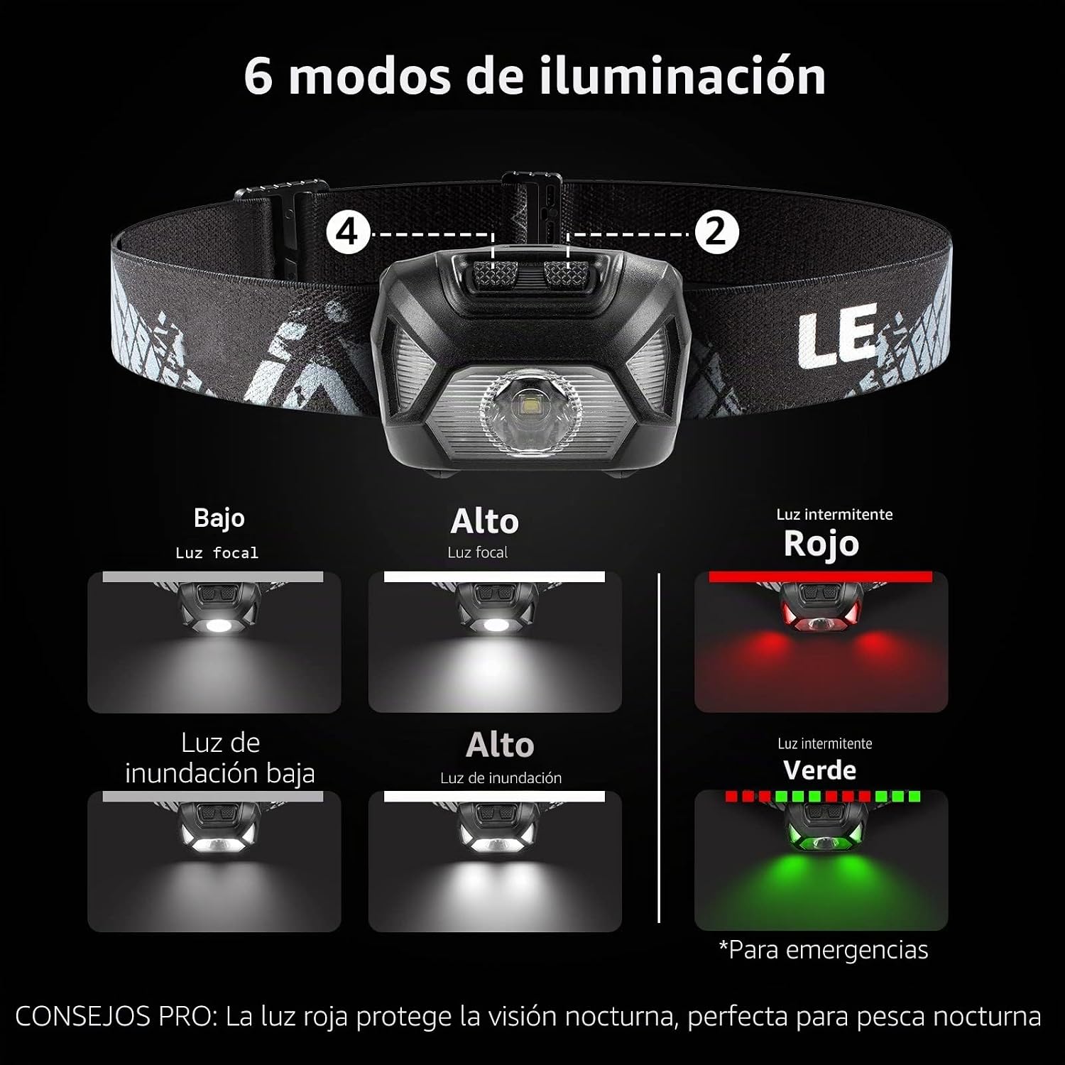 Thumbnail 1 de Lepro LE Linterna Cabeza 1300lux