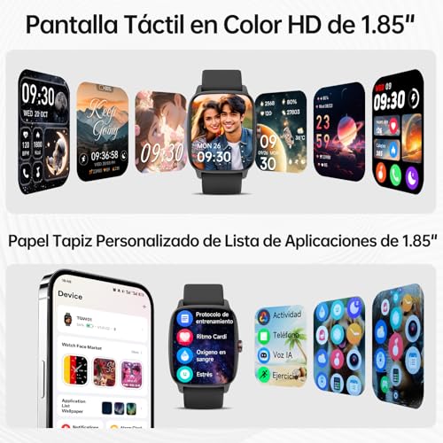 Thumbnail 6 de KIBFLE Reloj Inteligente 1.85'' con Llamadas Bluetooth, Voz AI y 110+ Modos Deportivos