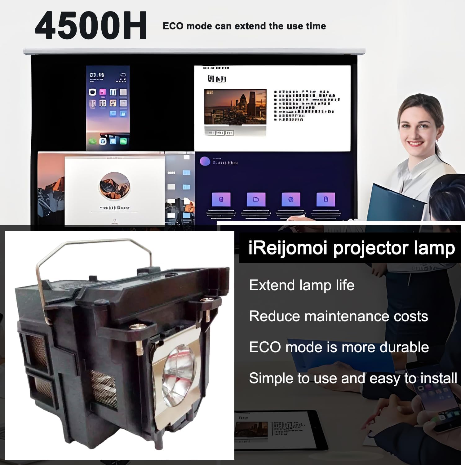 Thumbnail 1 de iReijomoi Replacement Lamp V13H010L71 with Housing for Epson BrightLink and PowerLite Projectors