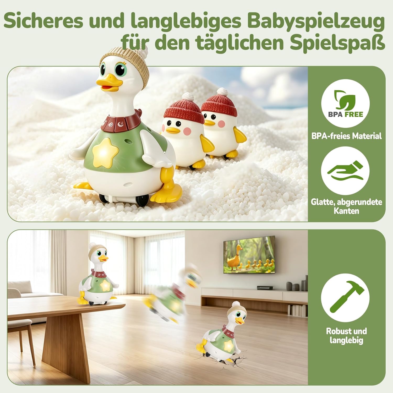 Thumbnail 6 de Aolieh Baby Spielzeug 6–12 Monate – Entenfamilie mit Licht, Musik und Bewegung