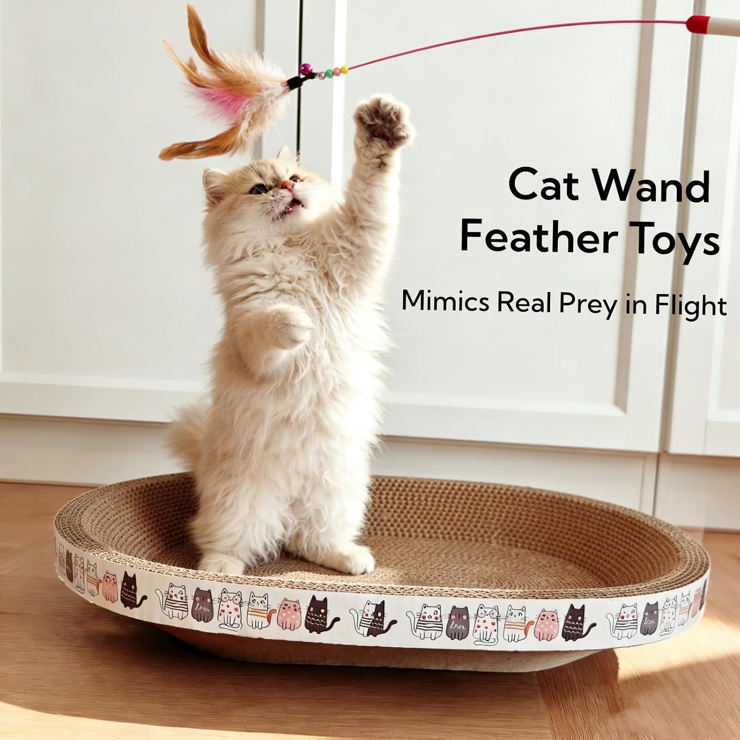 Thumbnail 5 de Spindro 2 Pack Oval Cardboard Cat Scratcher Beds (Large) – Indoor scratcher & lounge nest