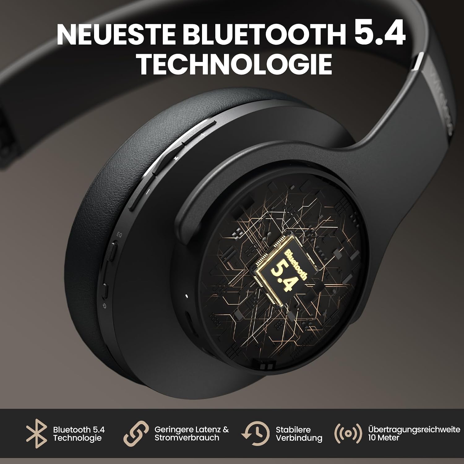 Detalle de DOQAUS Bluetooth Kopfhörer Over Ear – bis zu 90 Std Akku, 9 EQ-Modi, Memory-Protein Ohrpolster