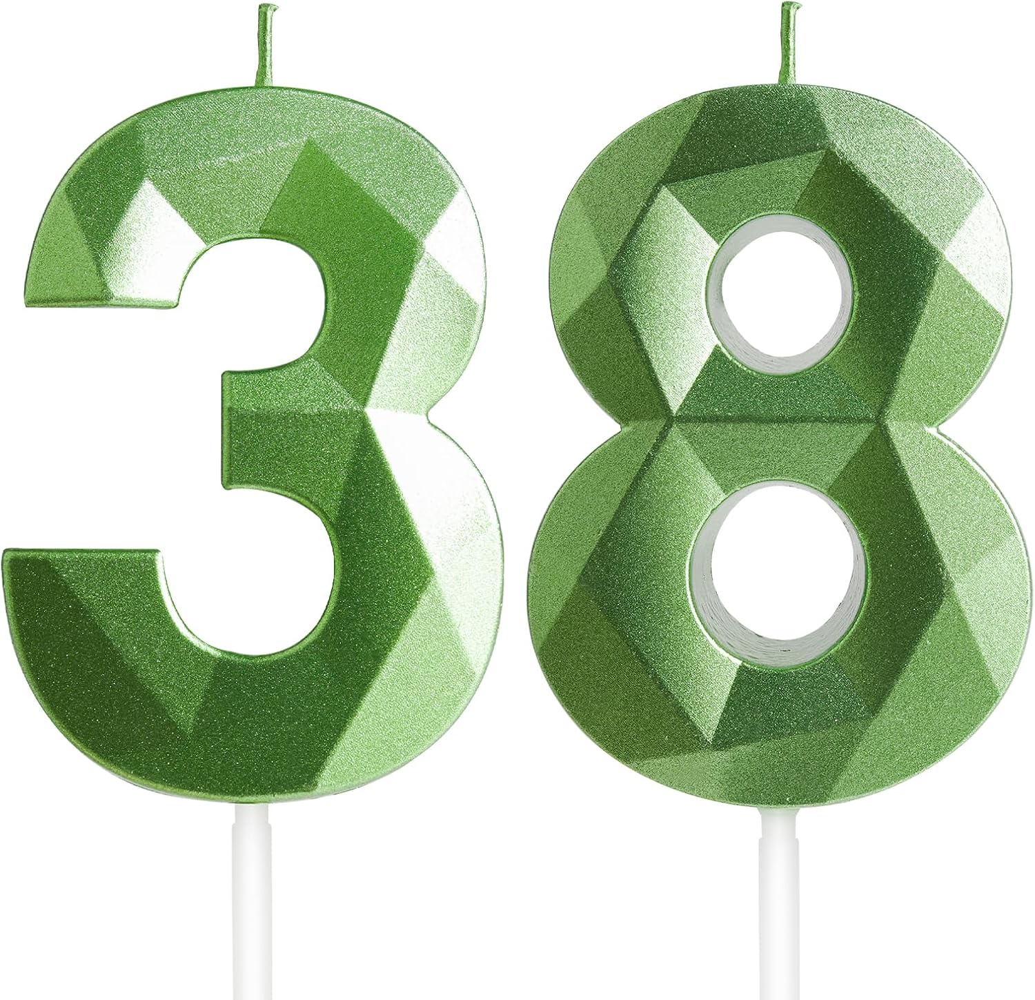 38th Birthday Candles — Dark Green Number 38 Cake Topper for Celebrations