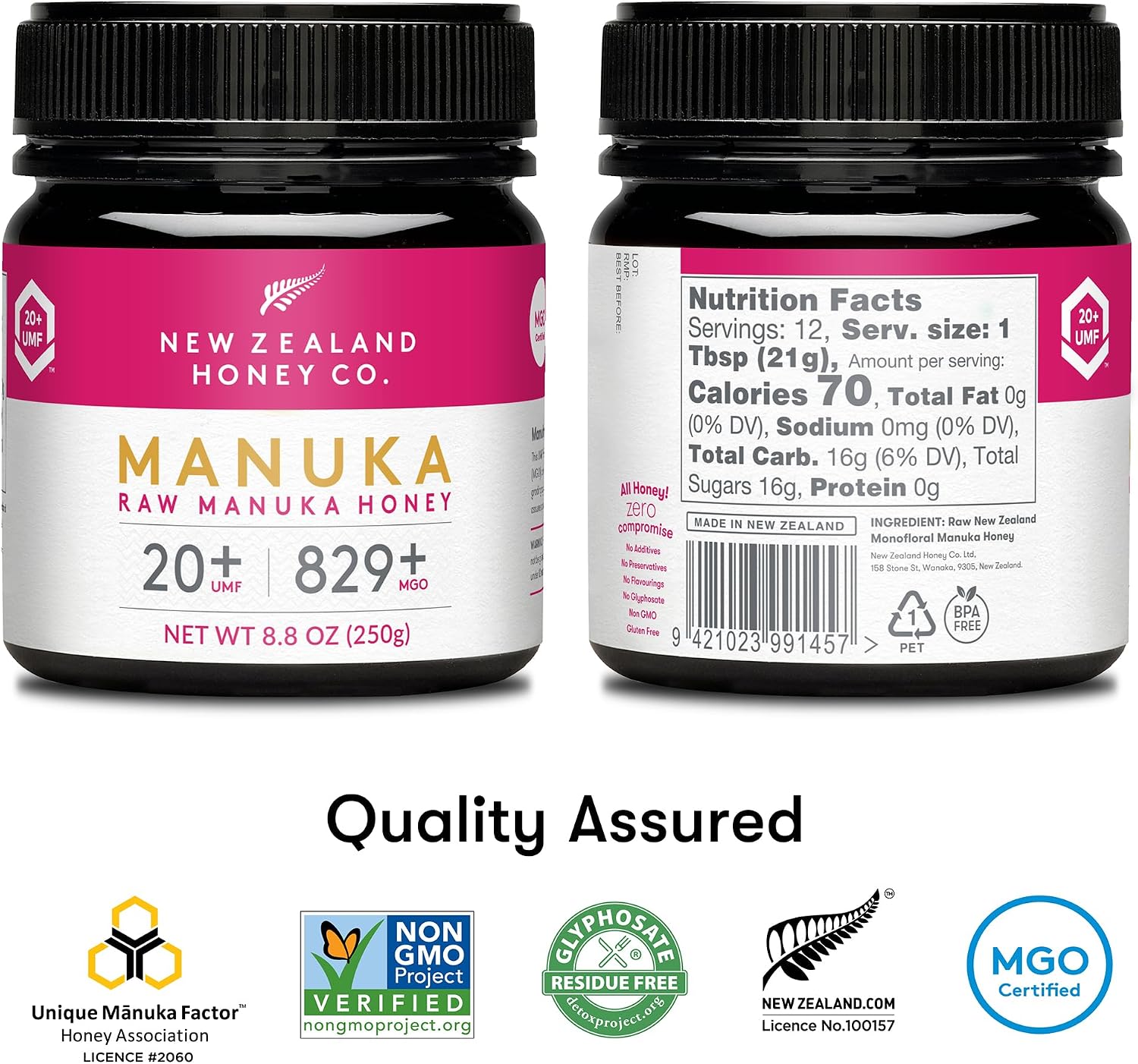 Detalle 2 de New Zealand Honey Co. Miel de Manuka MGO 829+ 🍯 250 g