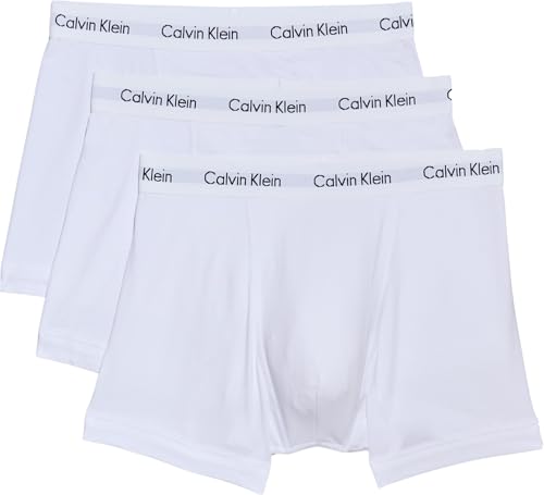 Detalle de Calvin Klein Herren Boxershorts Low Rise TRUNK 3er Pack U2664G – Weiß, XL