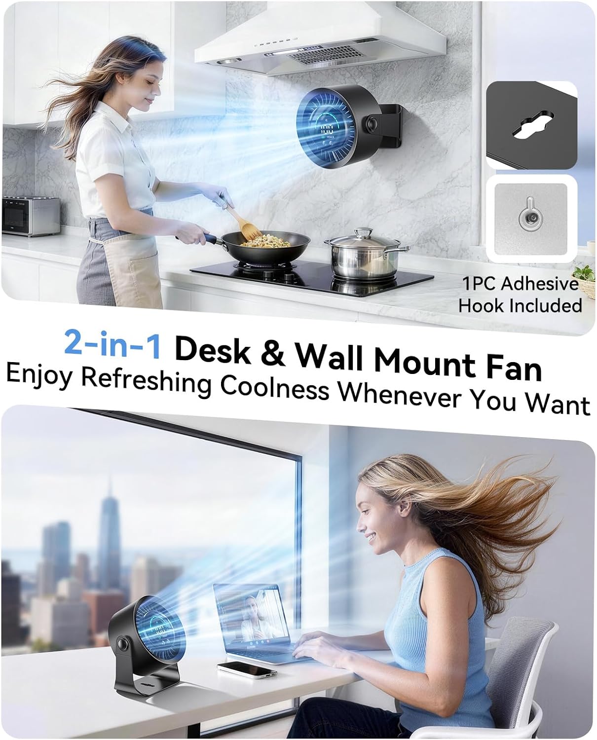 Thumbnail 1 de DIGIX Portable Desk Fan, 3000mAh Battery