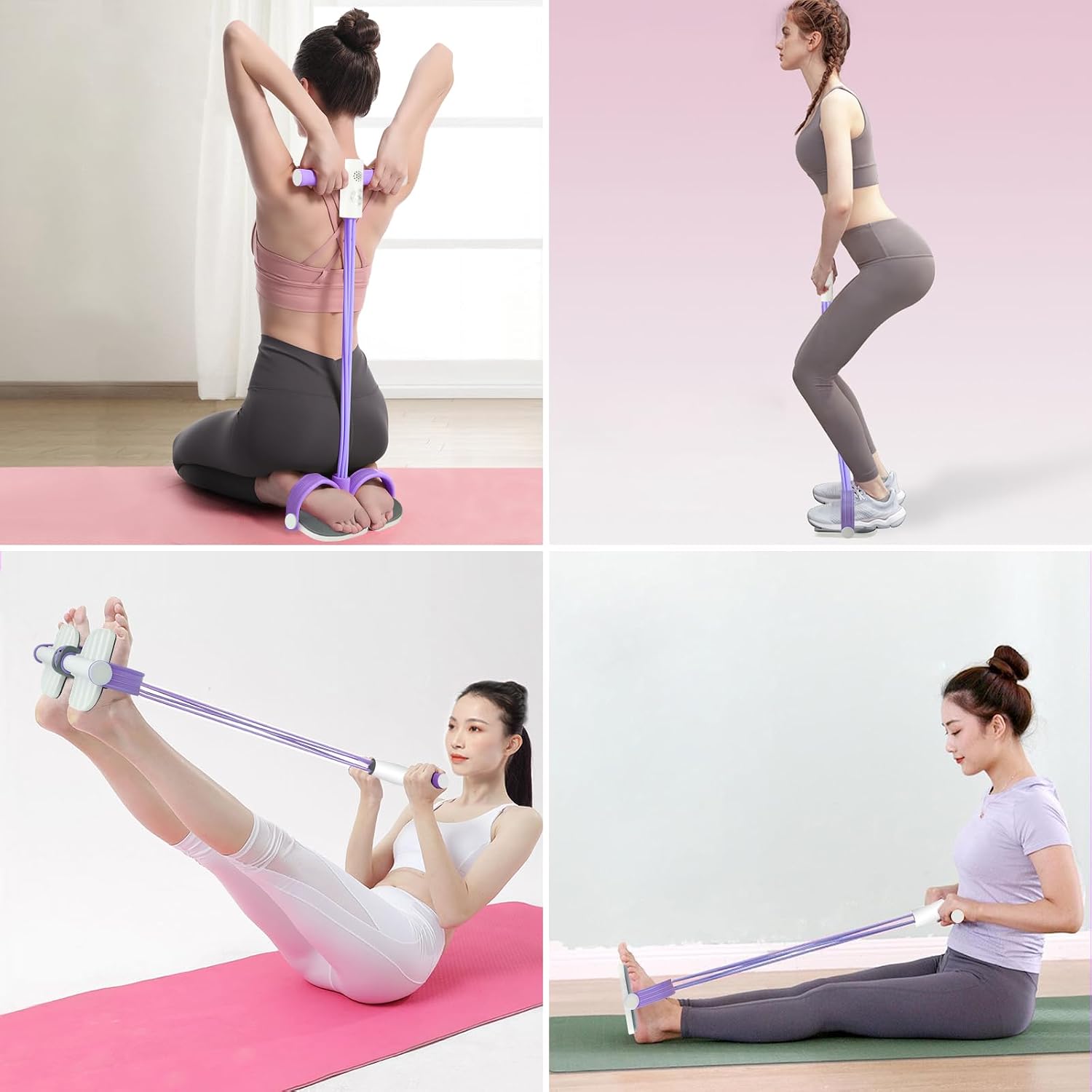 Detalle de EliphonTowne Multifunctional Pedal Puller with Resistance Rope – gym & Pilates resistance bands with 6 ankle tubes