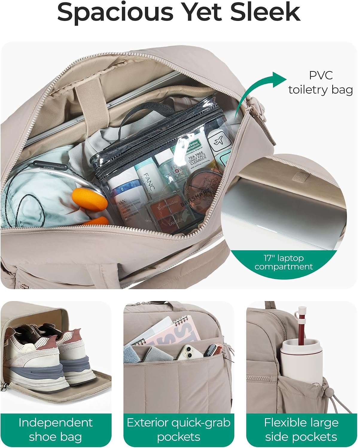 Detalle de BAGSMART Womens 42L duffle bag for travel