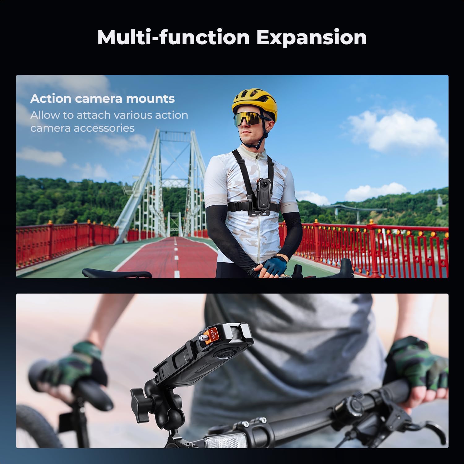 Thumbnail 3 de K&F CONCEPT Camera Cage for Insta360 X5 – Durable aluminium protective frame with quick release and cold shoe mounts