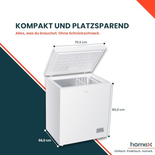 Detalle de homeX FT1421-W Gefriertruhe, 142 Liter, 4-Sterne-Gefrieren und Schnellgefrierfunktion