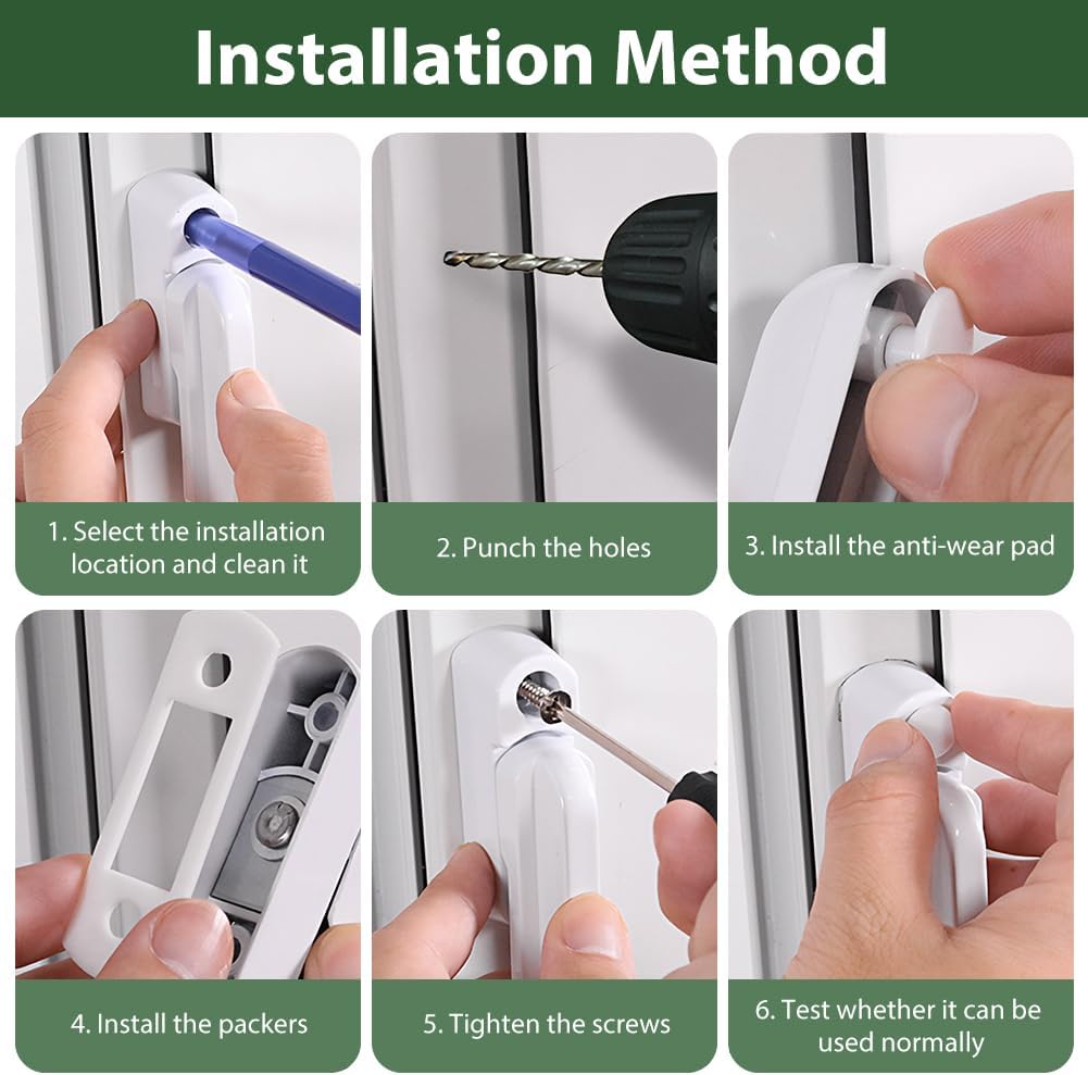 Thumbnail 3 de flintronic set da 4 serrature di sicurezza per finestre e porte, in lega di alluminio (bianco) per PVC e legno/composito