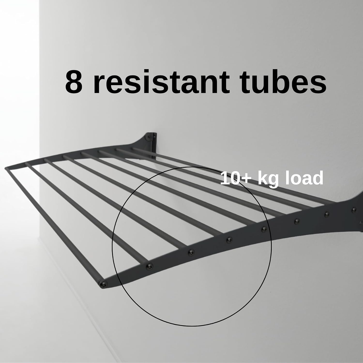 Detalle de Foxydry Fold Wand-Wäscheständer vertikal, klappbar (Aluminium/Edelstahl) – 62×50×50 cm, schwarz