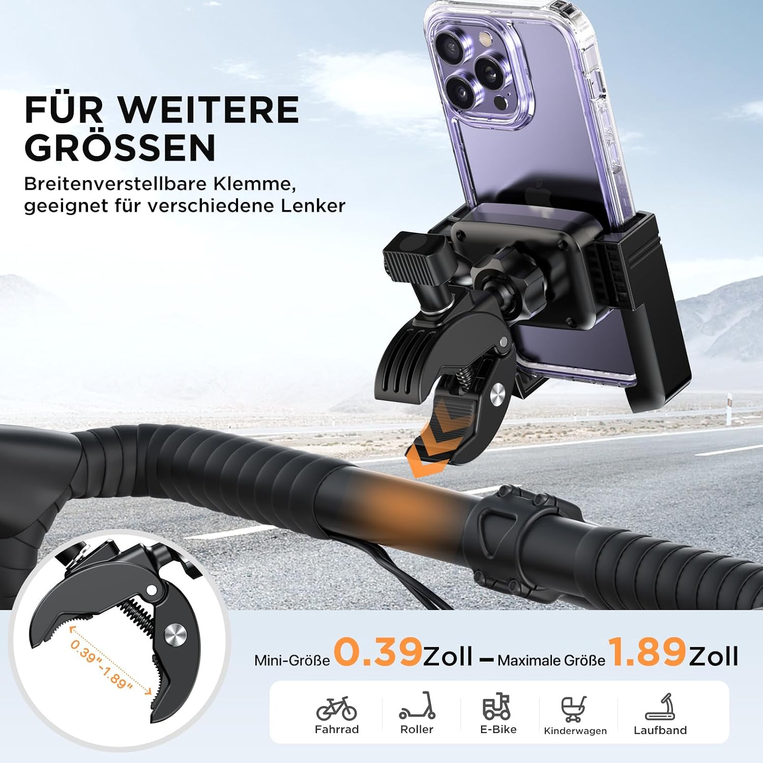 Thumbnail 4 de Miracase Handyhalterung Fahrrad [2026] Universal – 360° Lenkerhalterung für Smartphone