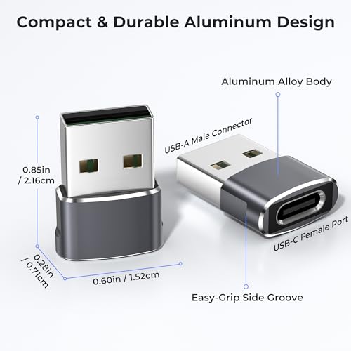 Detalle de Basesailor USB to USB C Adapter: USB-A to USB-C Charing & Sync (Aluminum, 2.0, 5V/2A)
