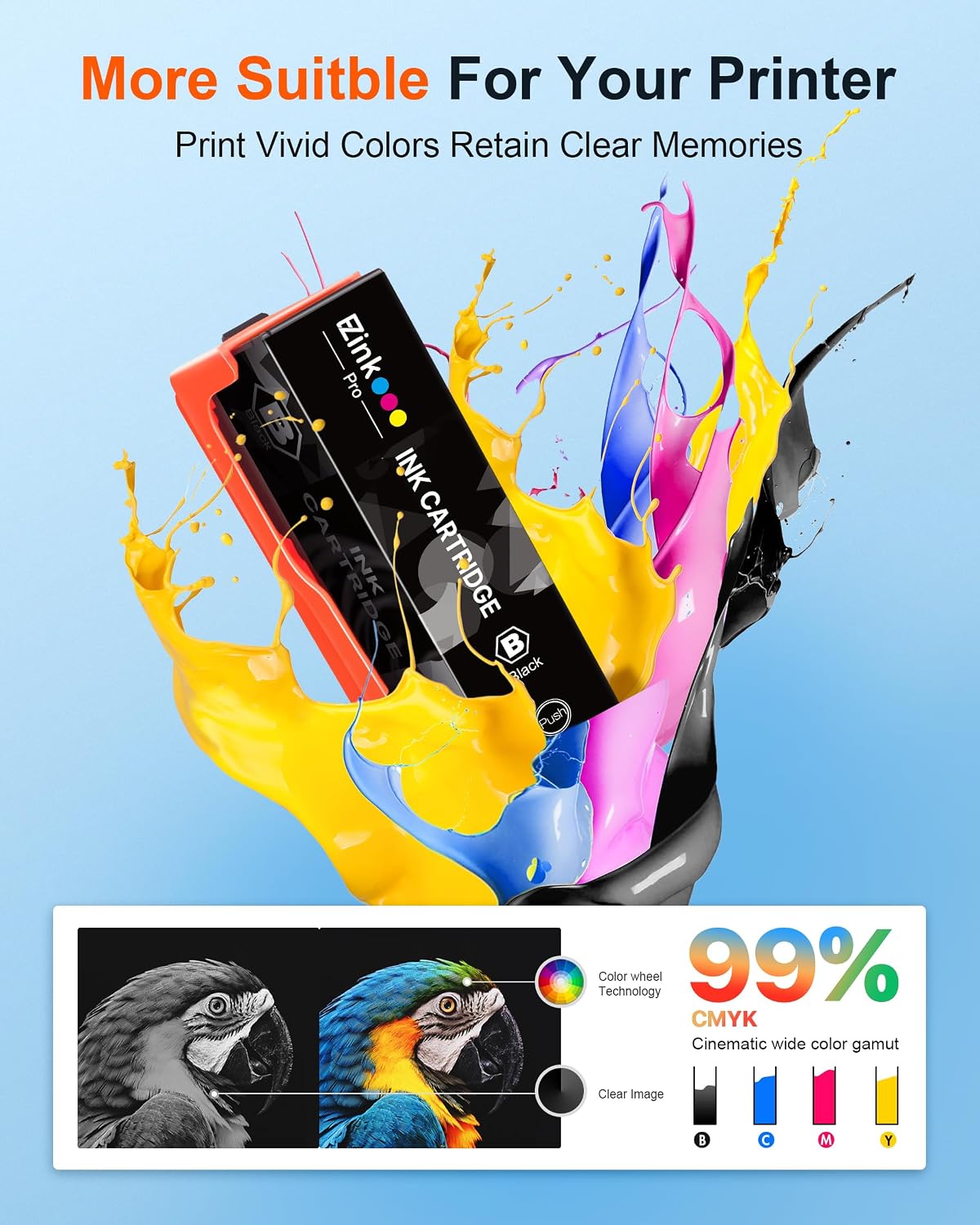 Detalle de E-Z Ink Pro 410XL Remanufactured Ink Cartridges, 5-Pack for Epson XP