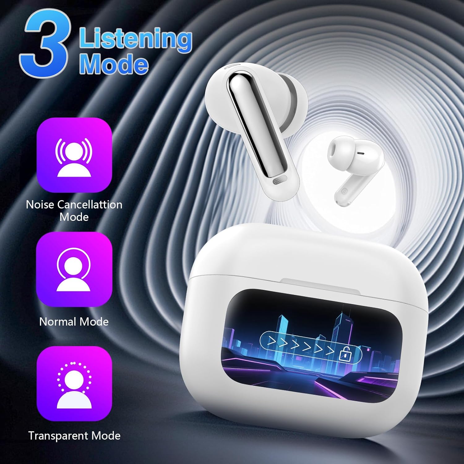 Thumbnail 1 de 2026 Wireless Earbuds with ANC, ENC, and Smart Touch Case – UK Version