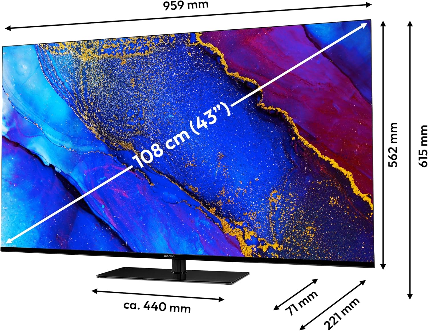 Detalle de MEDION 107 cm (43 Zoll) Fernseher: Smart-TV mit Dolby Vision, VIDAA Store und umfangreichen Streaming-Optionen