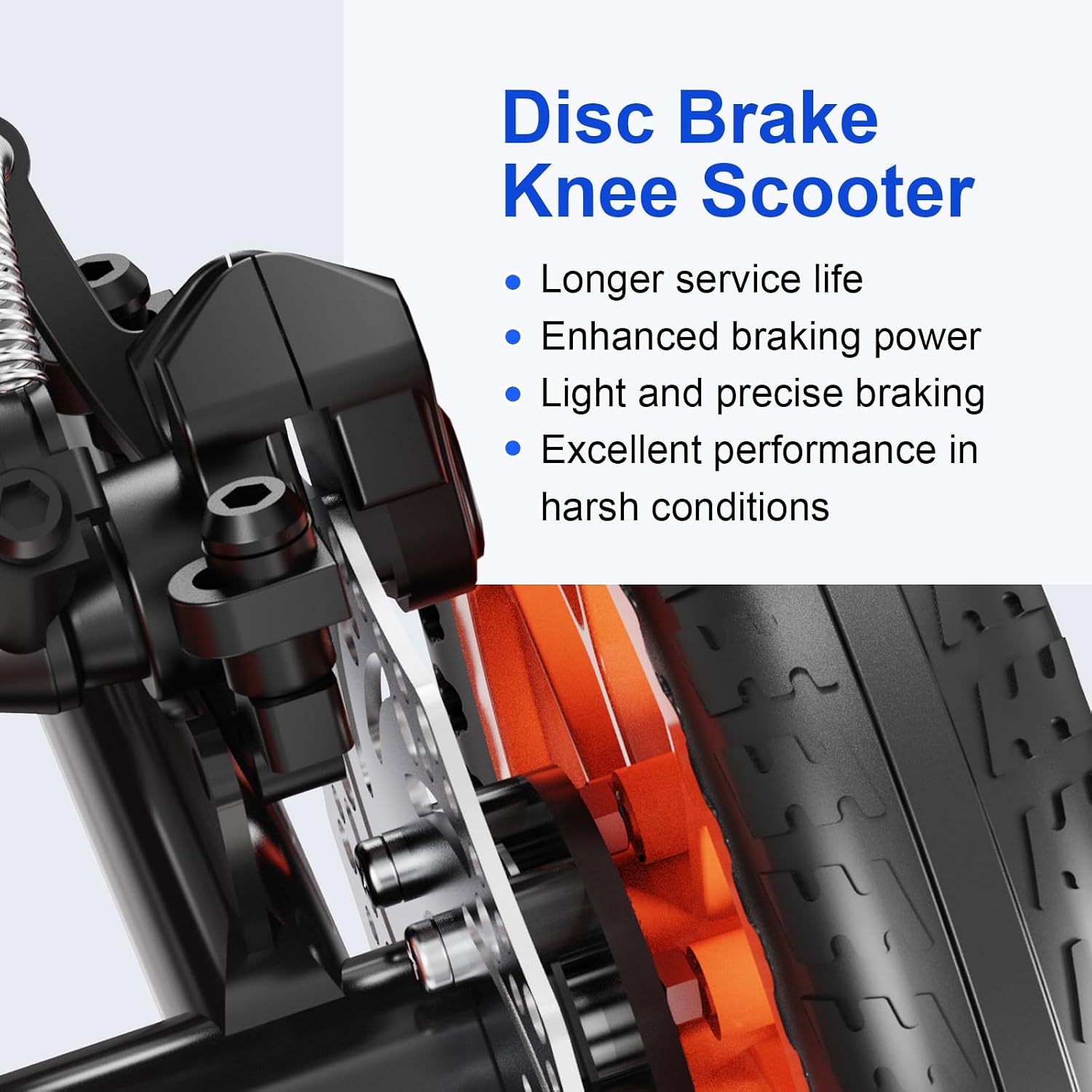 Detalle 2 de SUCCU All-Terrain Knee Scooter, 11-Inch PU Wheels, 300 lb Capacity