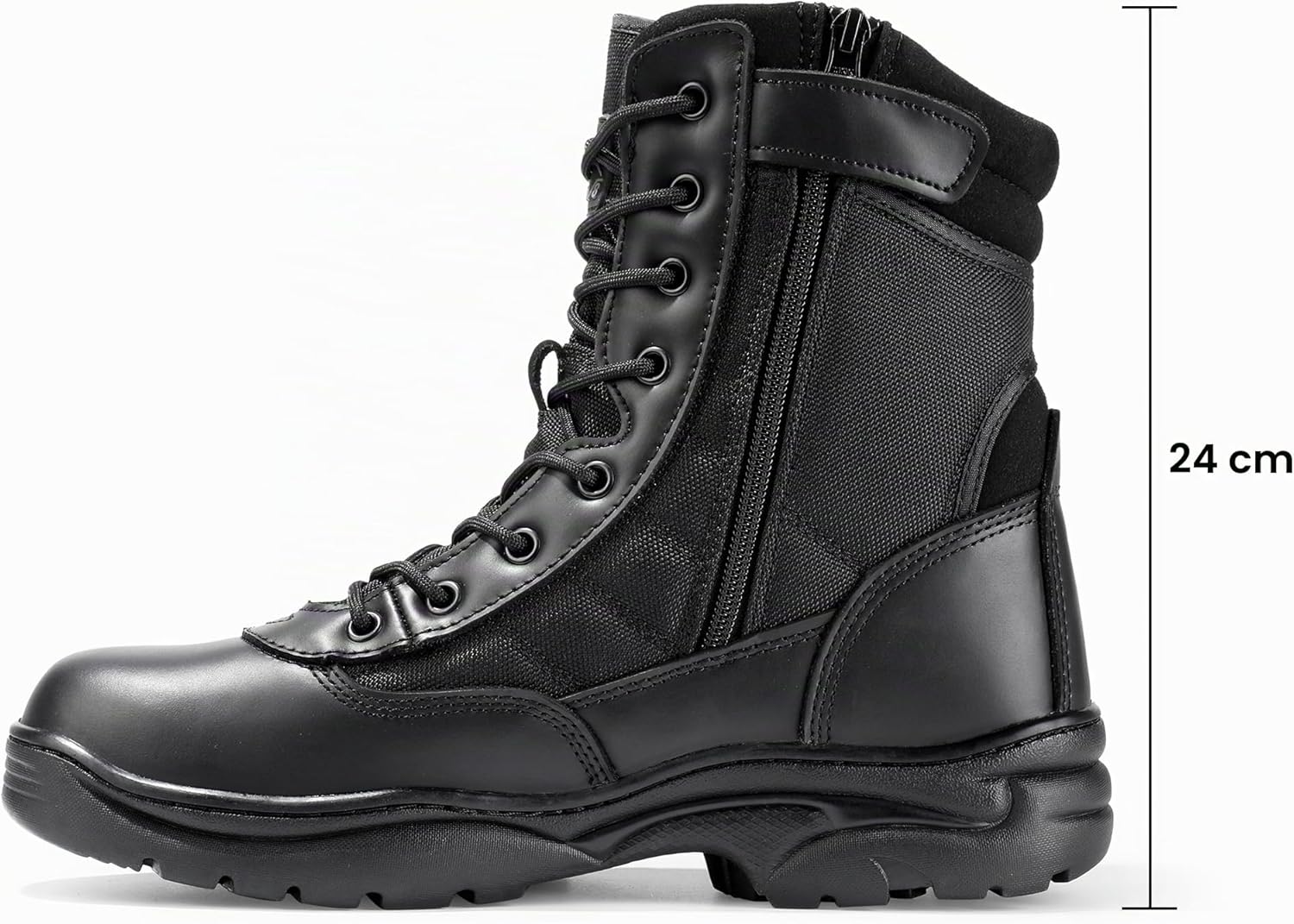 Detalle de NORTIV 8 Stivali da lavoro tattici militari da uomo in pelle con cerniera laterale