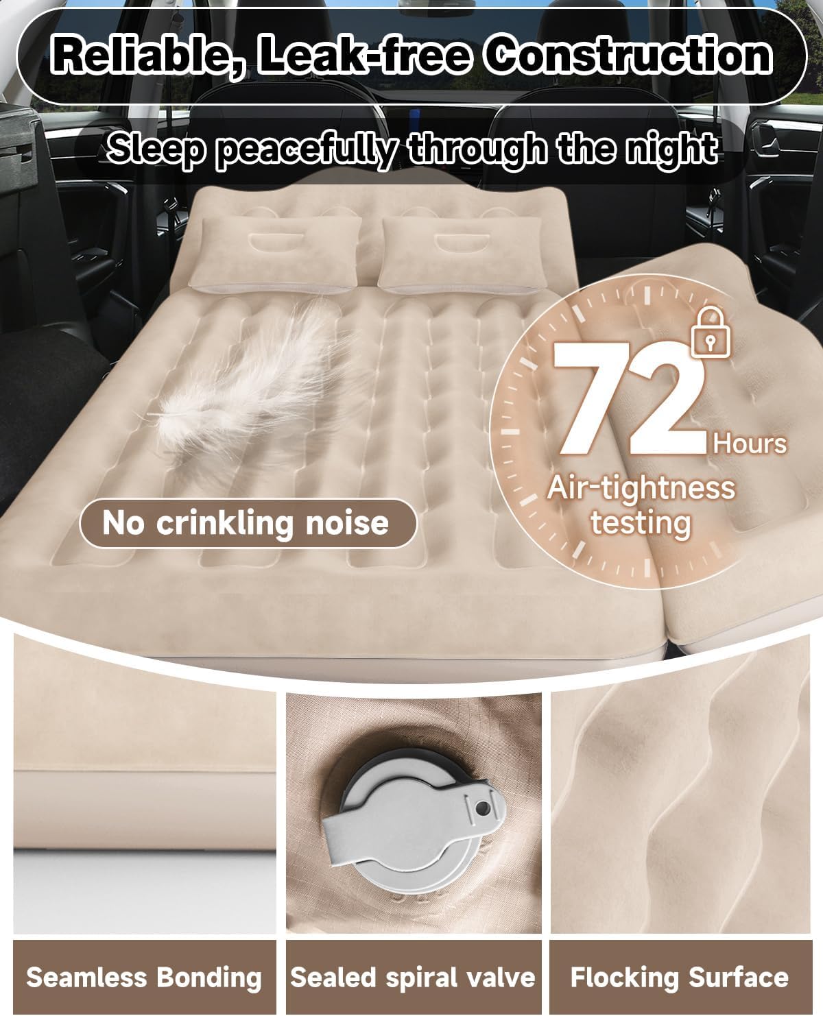 Detalle de Umbrauto AIR-2CAR-MM Backseat Air Mattress, PVC, 600 lb Capacity