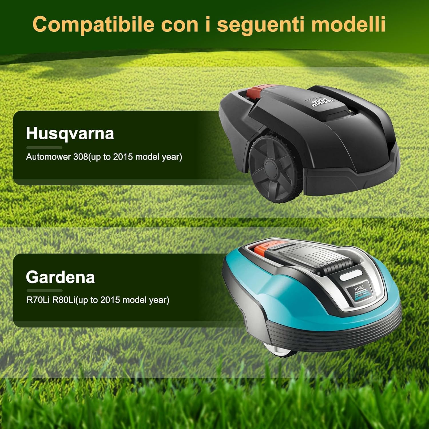 Detalle de FourShow Taglio più Efficiente: Piastra Lama + 6 Lame di Ricambio compatibili con Husqvarna Automower 308, Gardena R70Li/R80Li (fino al 2015)