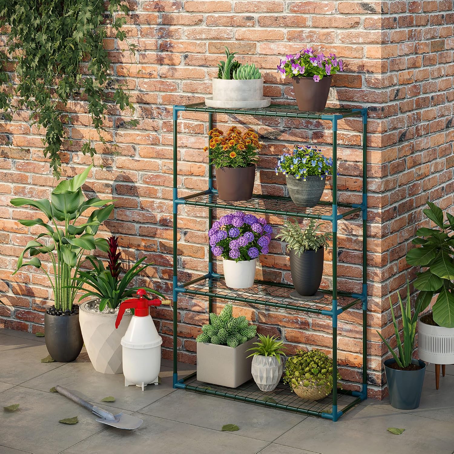 Thumbnail 5 de Outsunny 845-617 bloemenrek, set van 2, staal, 4 niveaus, groen