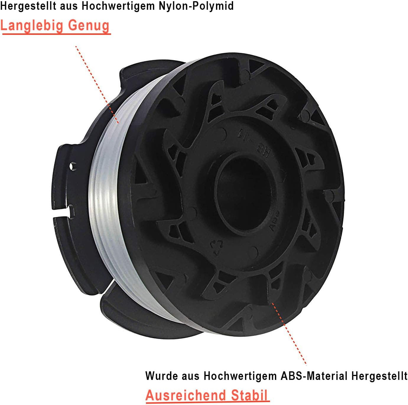 Detalle de Eyoloty A6481/A6485 Vollautomatische Einzelfadenspule – kompatibel mit Black+Decker GL-/GLC-Modellen (10 m, Ø 1,65 mm, 8 Spulen + 2 Kappen)