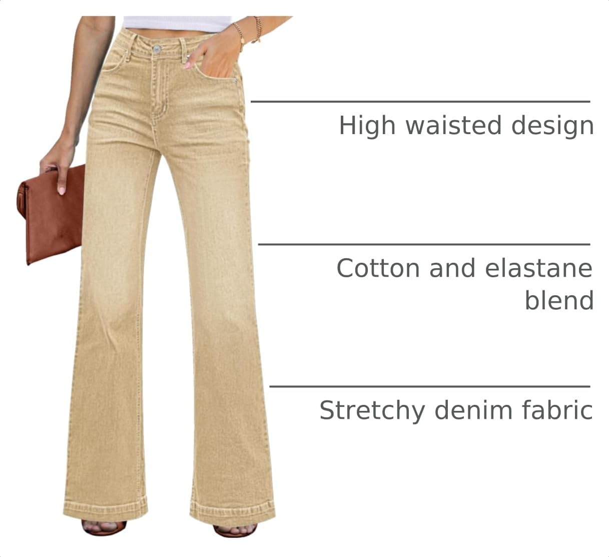Detalle de GRAPENT High-Rise Flare Jeans for Women