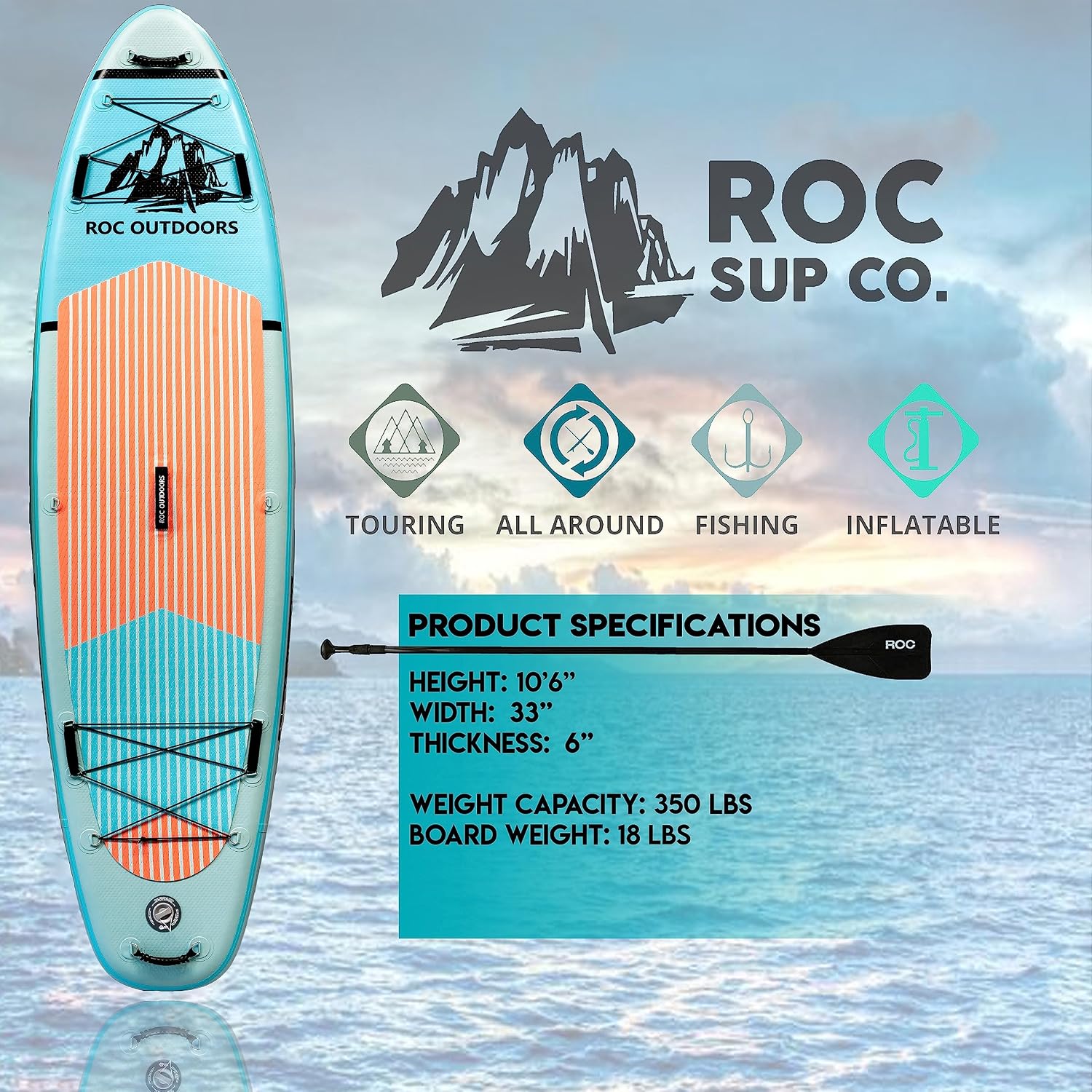 Thumbnail 3 de Roc Inflatable SUP board, 33" deck