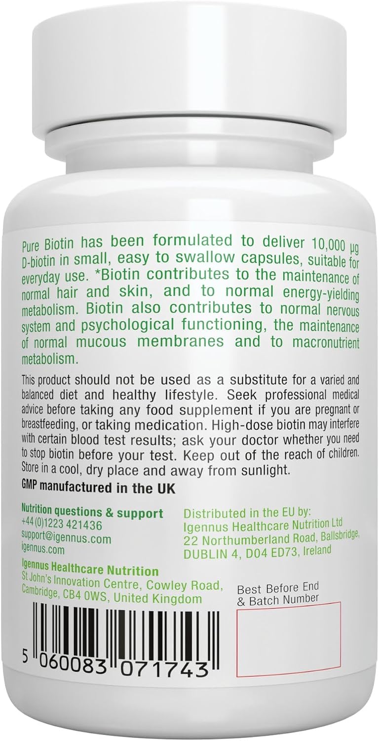Thumbnail 5 de Igennus Clean Biotin IGN268 biotinecapsules 10.000 mcg, vegan, 180 stuks