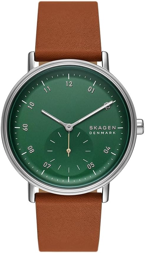 Detalle de Skagen Kuppel Herrenuhr – Quarz-Dreizeigerwerk mit Sub-Zifferblatt und Leder- oder Edelstahlarmband