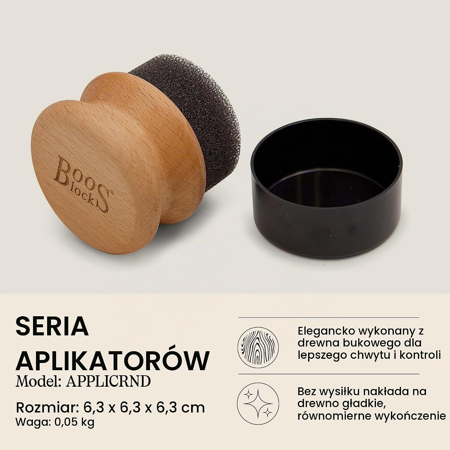 Detalle 2 de John Boos APPLICRND – aplikator oleju i kremu do drewnianych desek