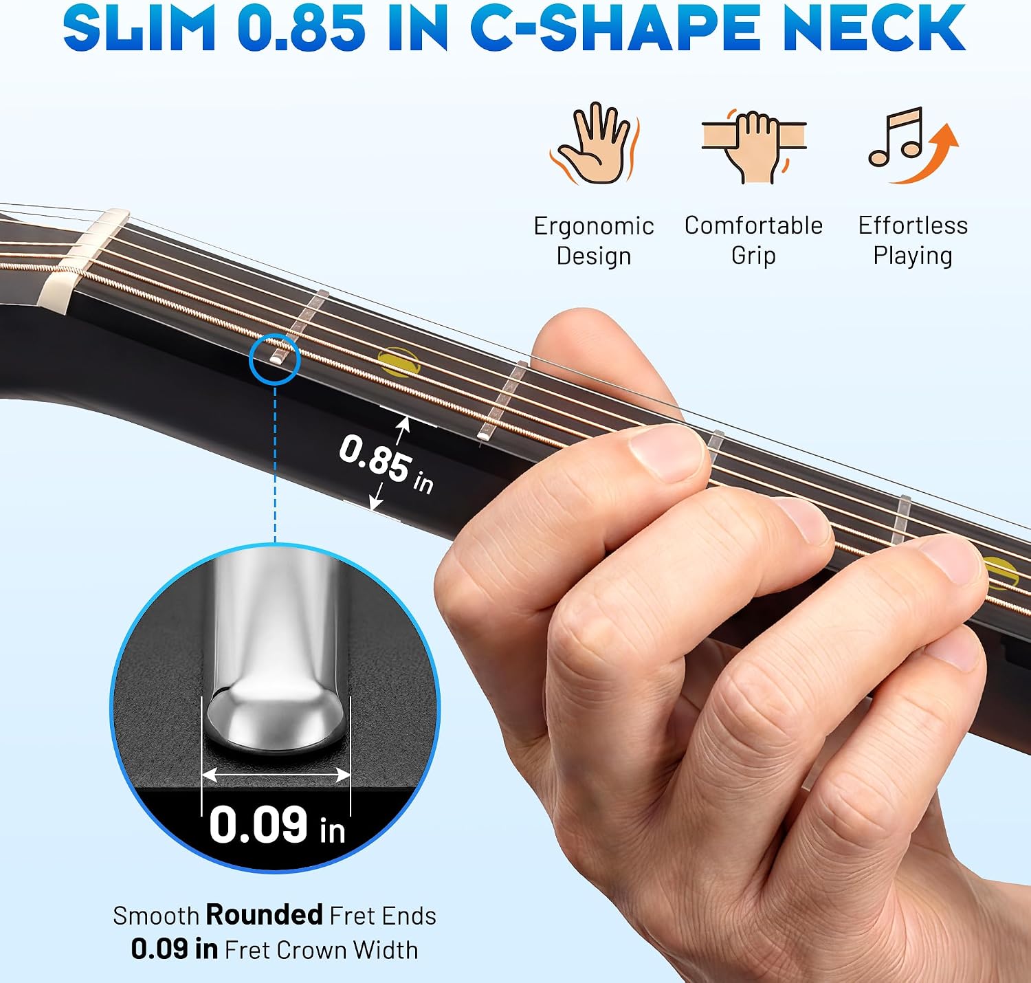 Detalle 2 de CAHAYA US-CCF300 Carbon Fiber Acoustic Guitar, 38-Inch OM Body, Low Action