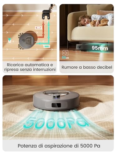 Detalle de Lefant M330 Plus: robot aspirapolvere lavapavimenti 3 in 1 con anti-groviglio e mappa dToF