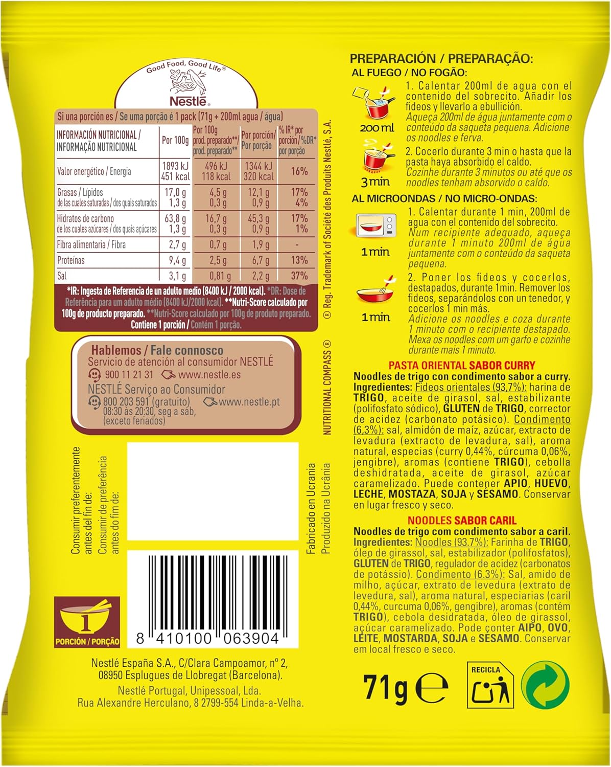 Detalle 2 de Maggi Pasta Oriental Curry Pack de 10 🍜