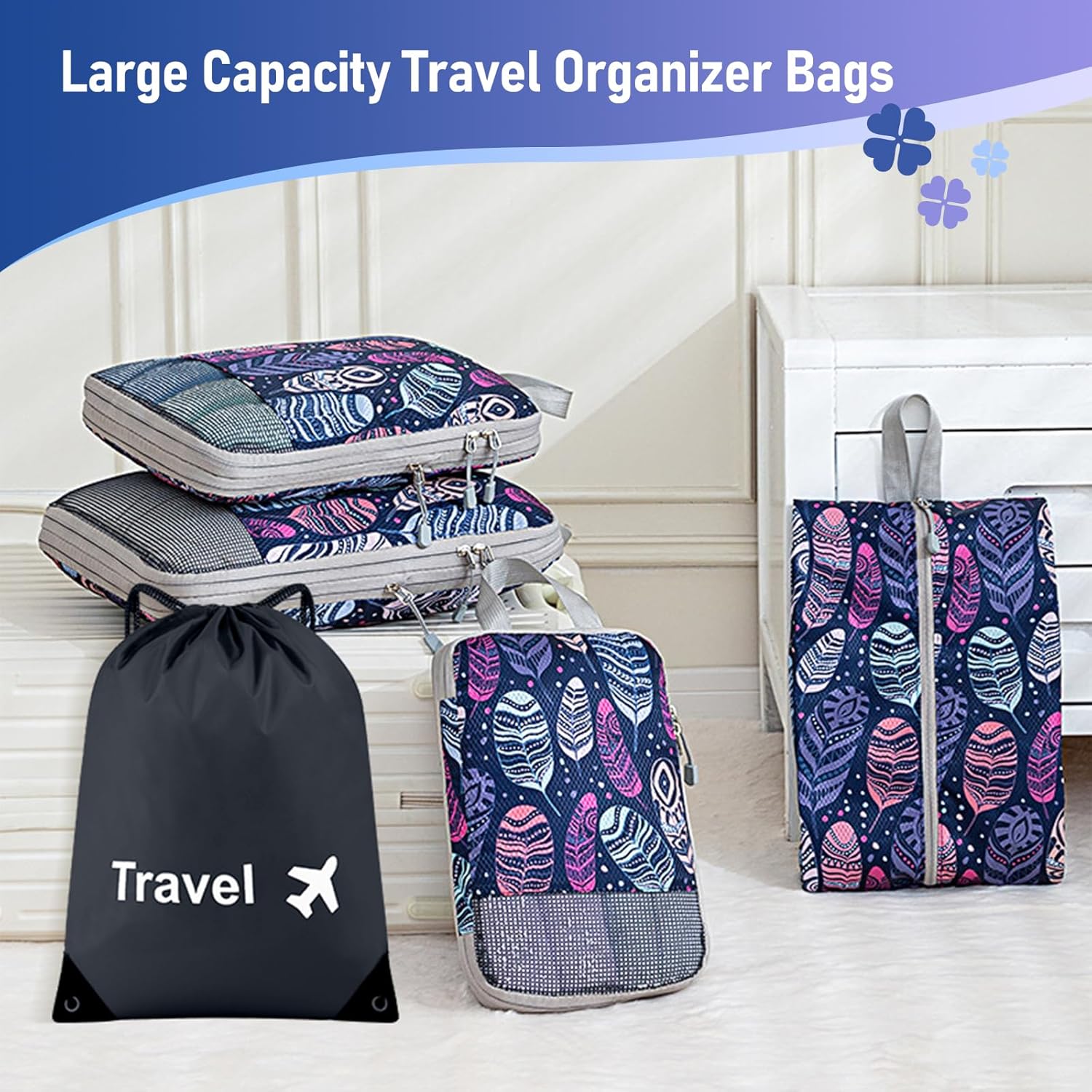 Detalle de Compression Packing Cubes for Travel – 5-Piece Set