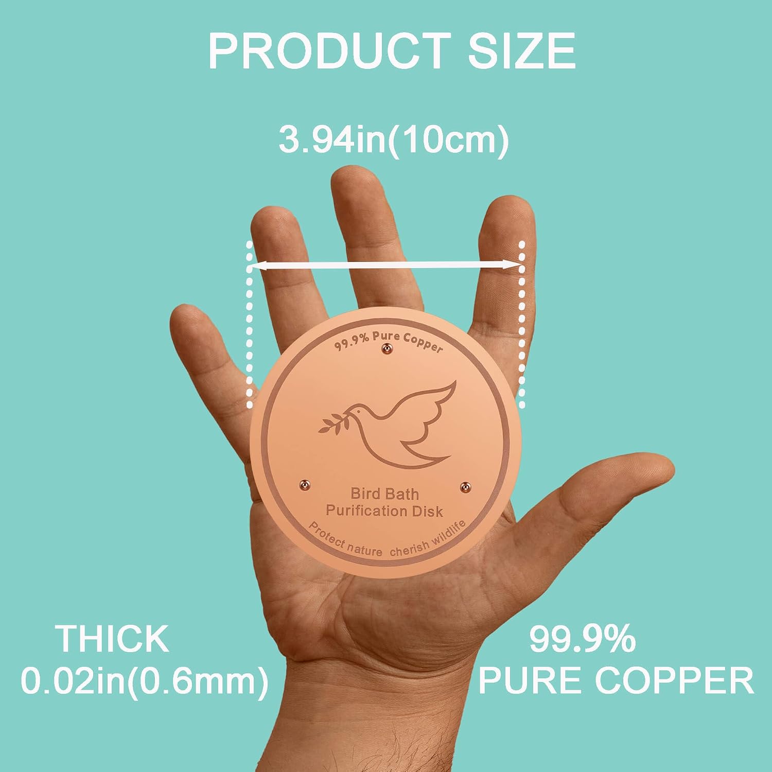 Thumbnail 1 de YUMEWARM Bird Bath Copper Disc, 0.6 mm Reinforced 99.99% Pure Copper