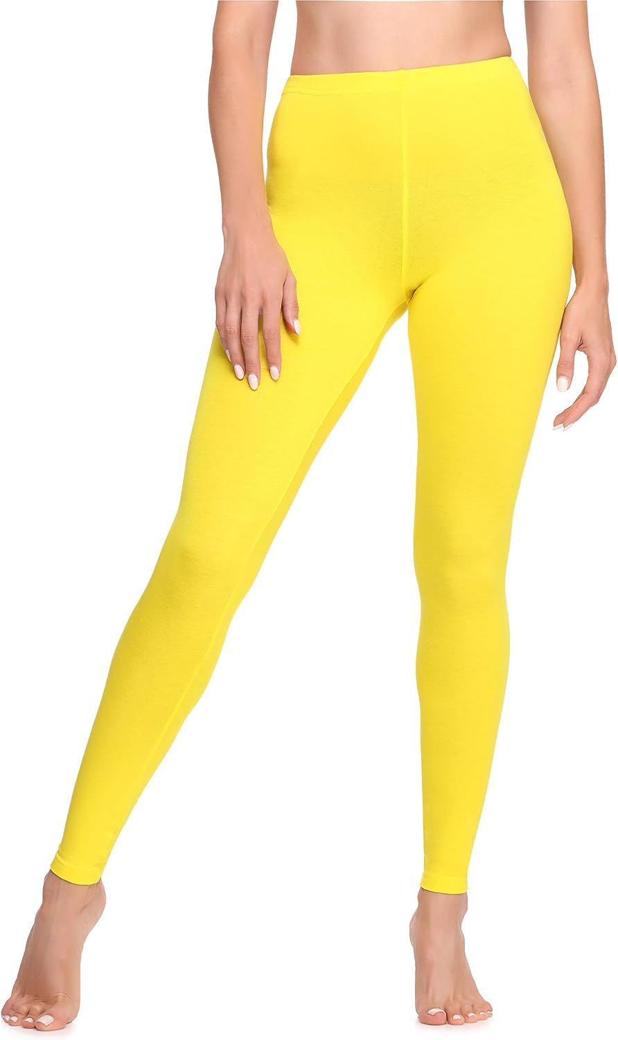 Detalle de Ladeheid LA40-133 lange katoenen dameslegging met middelhoge taille en stretch