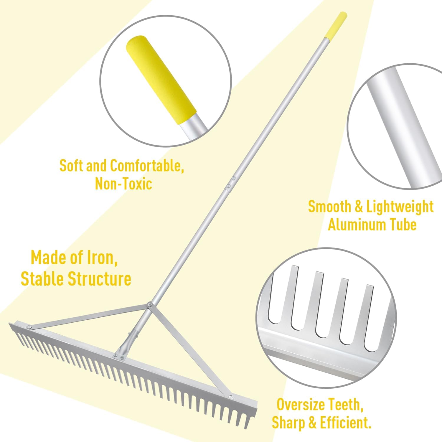 Thumbnail 1 de 36 inch Aluminum Landscape Rake with 69 inch handle